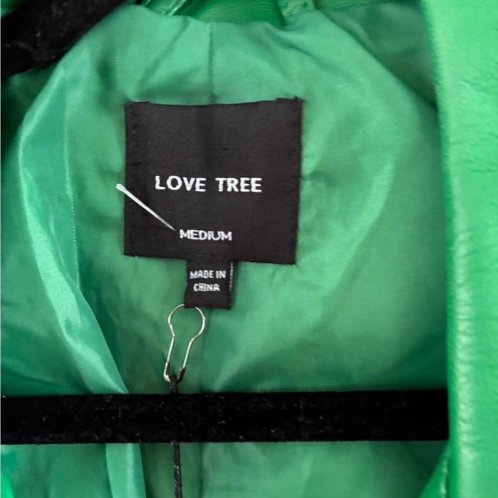 Love Tree Vibrant Green Faux Leather Moto Jacket - Picture 4 of 4